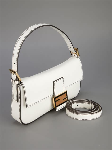 fendi white shoulder bag|fendi baguette leather shoulder bag.